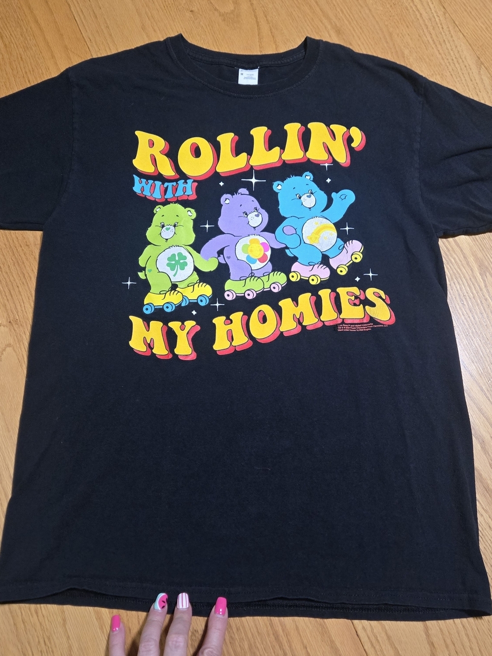 Care Bears Rollin' With My Homies Graphic Tee Black Adult Medium Retro Cute